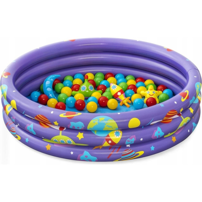 Детский надувной бассейн BESTWAY ГАЛАКТИКА 102х25см, с мячами и игрушками, 101л от 2 лет 52466 BW