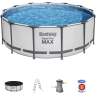 Каркасный бассейн BESTWAY STEEL PRO MAX 5618W 396х122см, 12690л, фильтр-насос 3028л/ч, лестница, тент 5618W BW